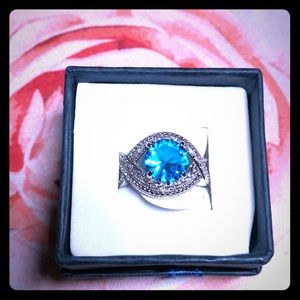 Bright blue statement cocktail fashion ring